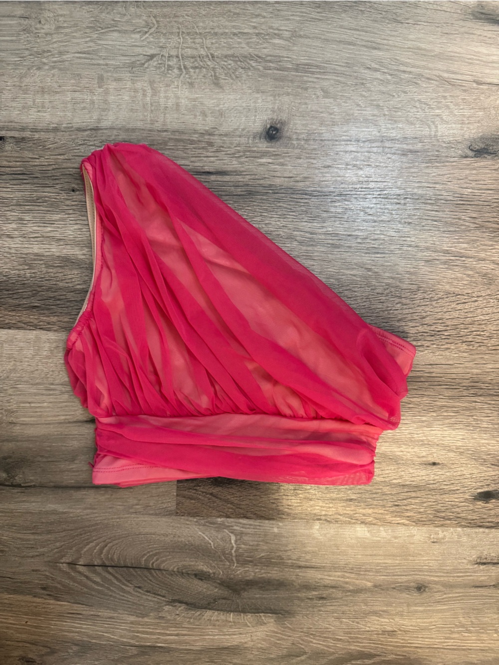 SHEIN One-Shoulder Pink Chiffon Crop Top
